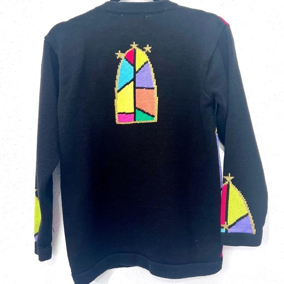 Storybook Knits Black and Red Jacket Bold Geometric Design small - Picture 10 of 10